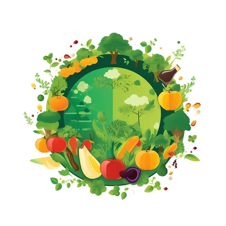 Colorful Vegetables in a Garden Circle
