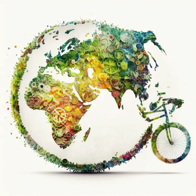 Colorful Bicycle and World Map Illustration