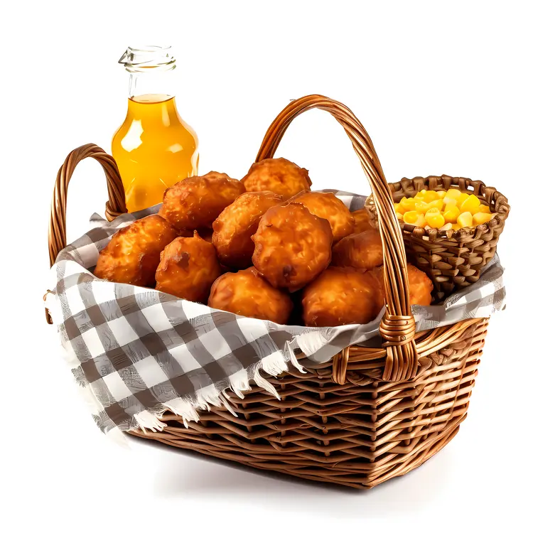 Delicious Basket of Fried Dough with Corn and Honey