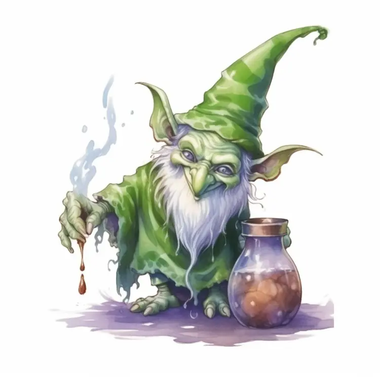 Green Goblin Brewing Potion for Halloween