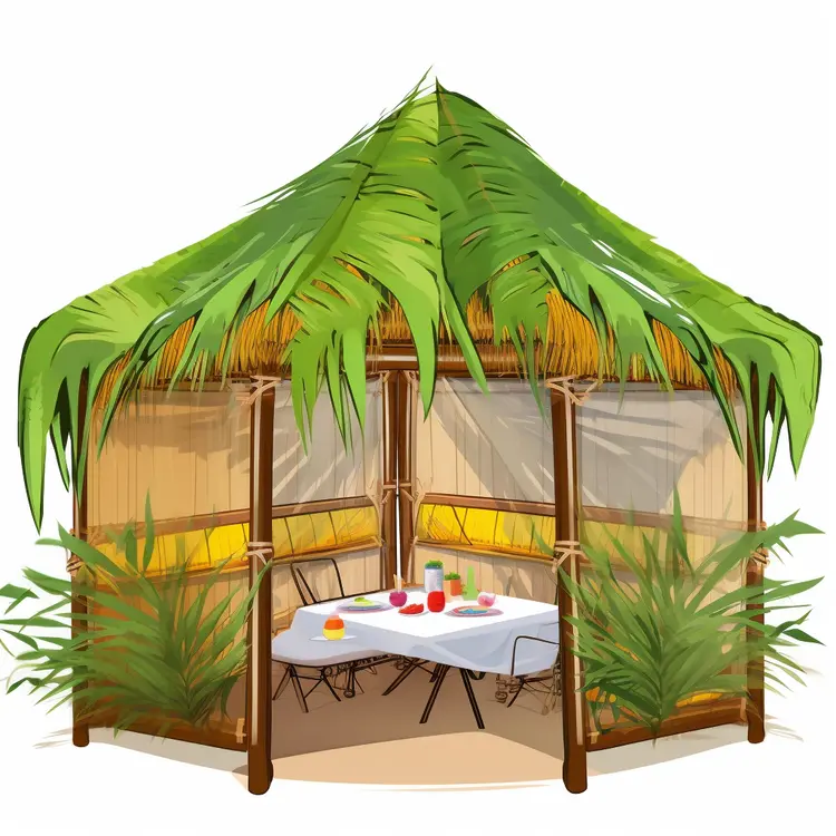 Tropical Bamboo Hut for Summer Vacation