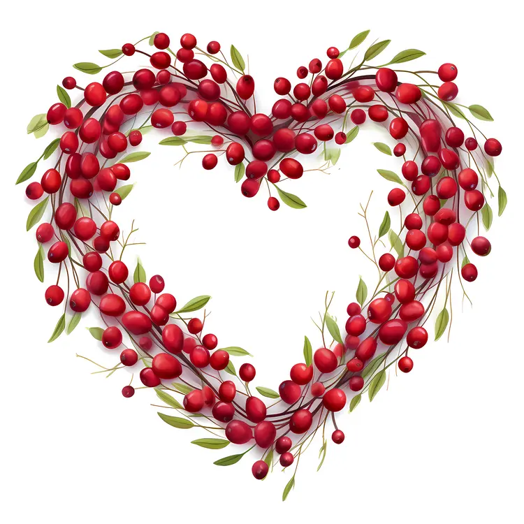Heart-shaped Berry Wreath for Festive Decoration