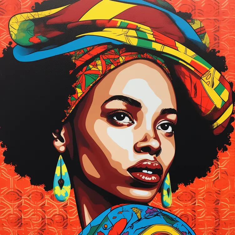 Vibrant Portrait of Woman with Colorful Headscarf