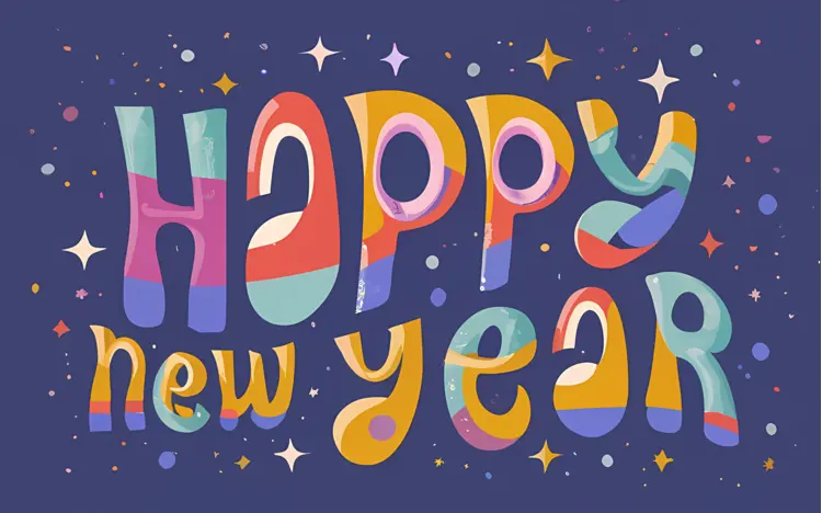 Vibrant Happy New Year Greeting with Stars