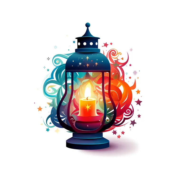 Colorful Lantern with Swirling Patterns