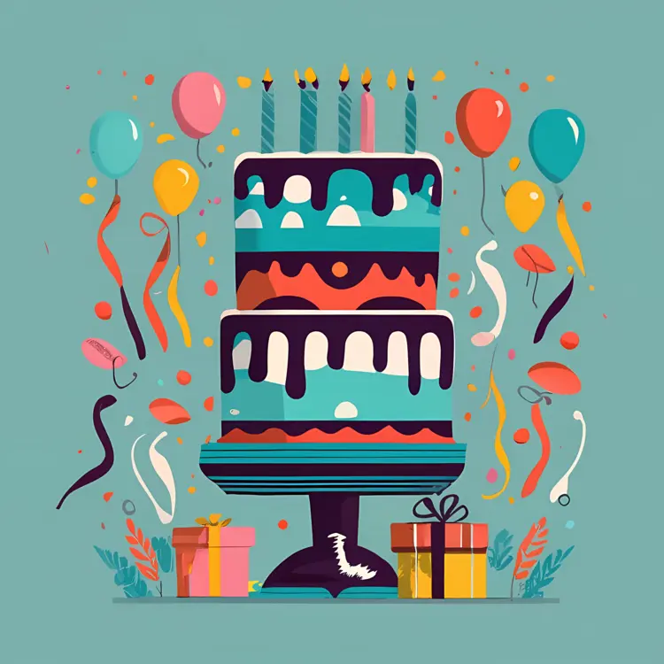Colorful Birthday Cake with Candles