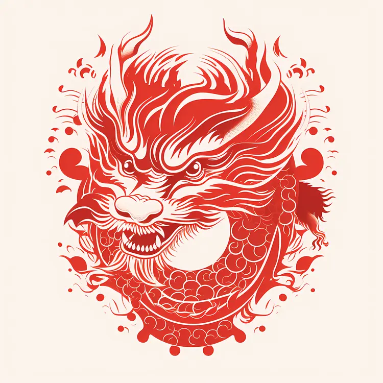 Red Dragon Illustration with Fiery Details
