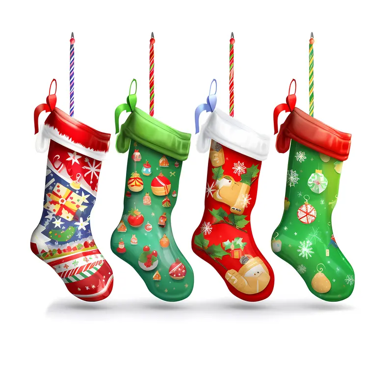 Colorful Christmas Stockings Hanging