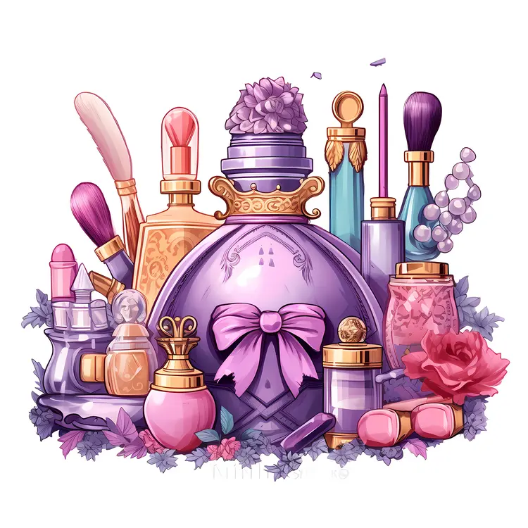 Vintage Perfume Bottles with Floral Decorations