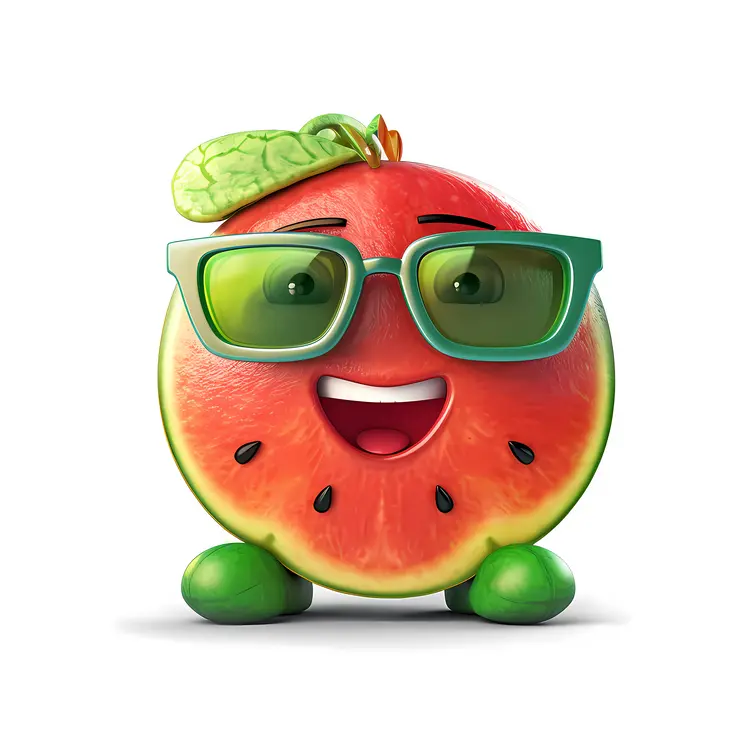 Smiling Watermelon with Sunglasses