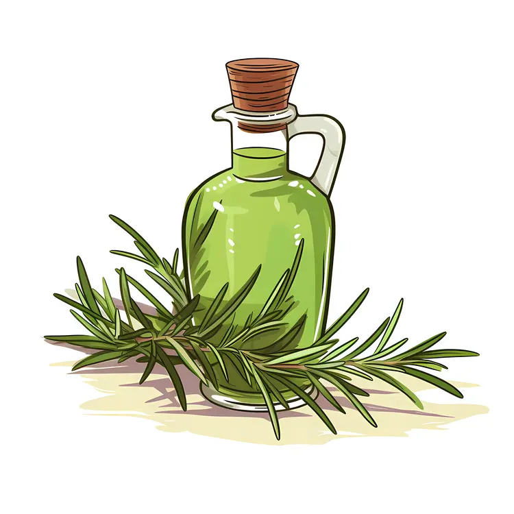 Green Bottle with Rosemary for Aromatherapy