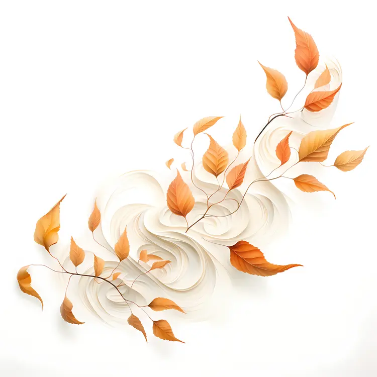 Orange Leaves on Branch in Autumn