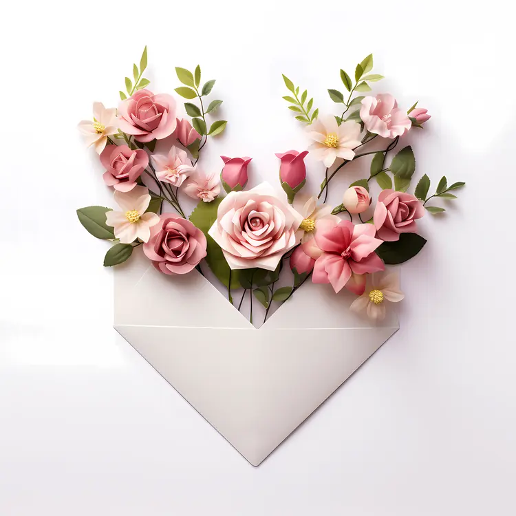 Elegant Roses and Flowers in Envelope