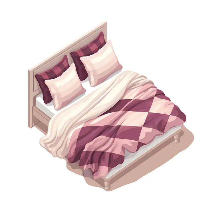 Modern Bed with Pink and White Bedding
