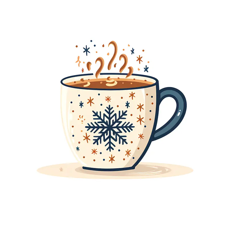 Steaming Hot Drink with Snowflake Design