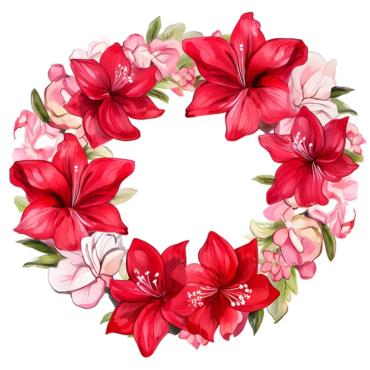 Beautiful Red and Pink Floral Wreath