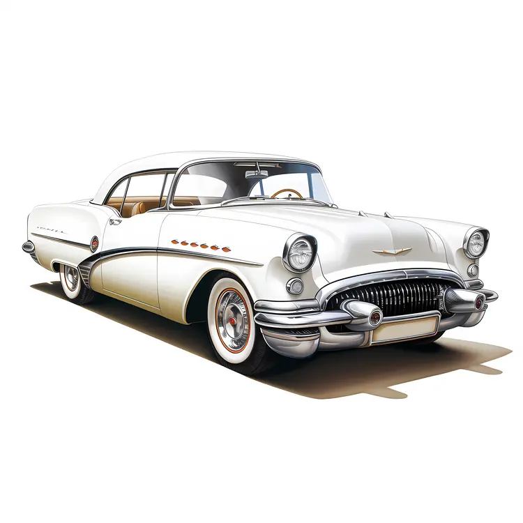 Vintage White Classic Car Illustration