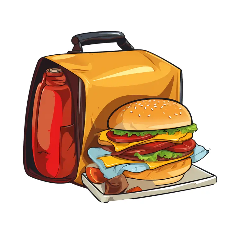 Delicious Burger with Lunch Bag