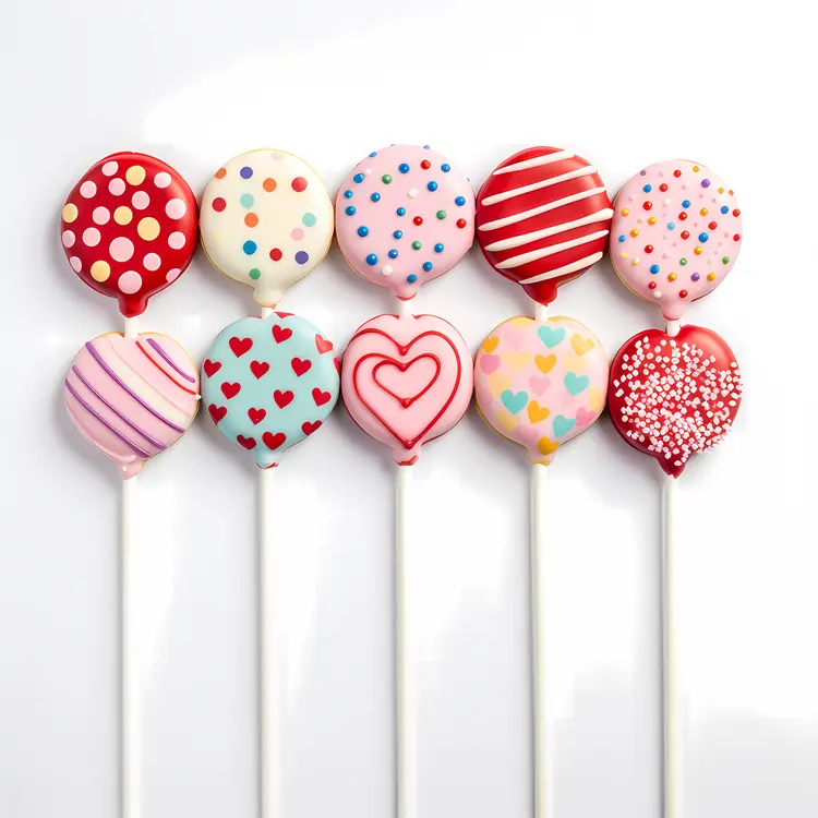 Colorful Lollipops with Heart Designs