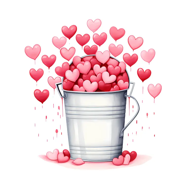 Bucket overflowing with hearts