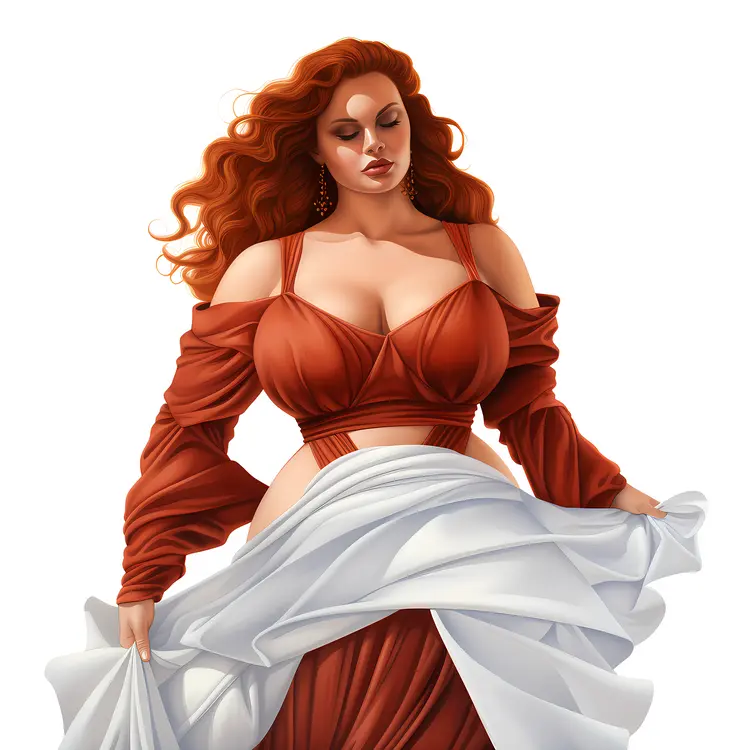Graceful Woman in Red Dress