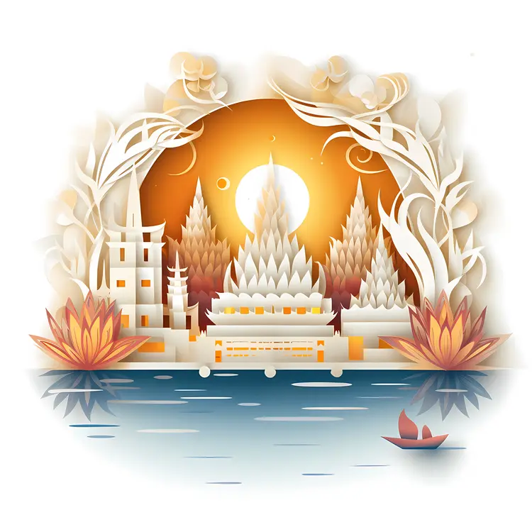 Temple with Lotus Flowers