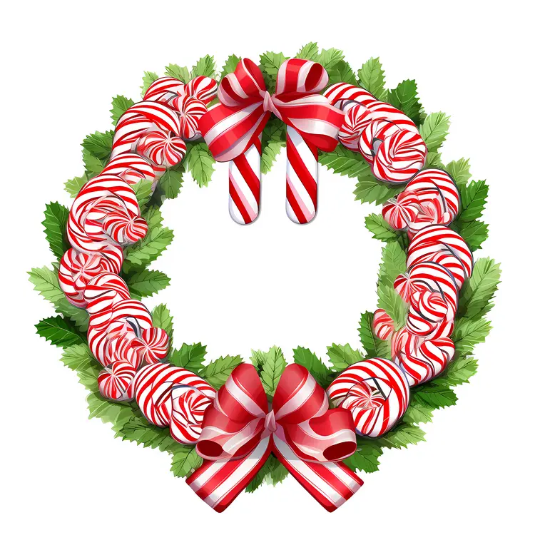 Peppermint Candy Wreath with Candy Canes