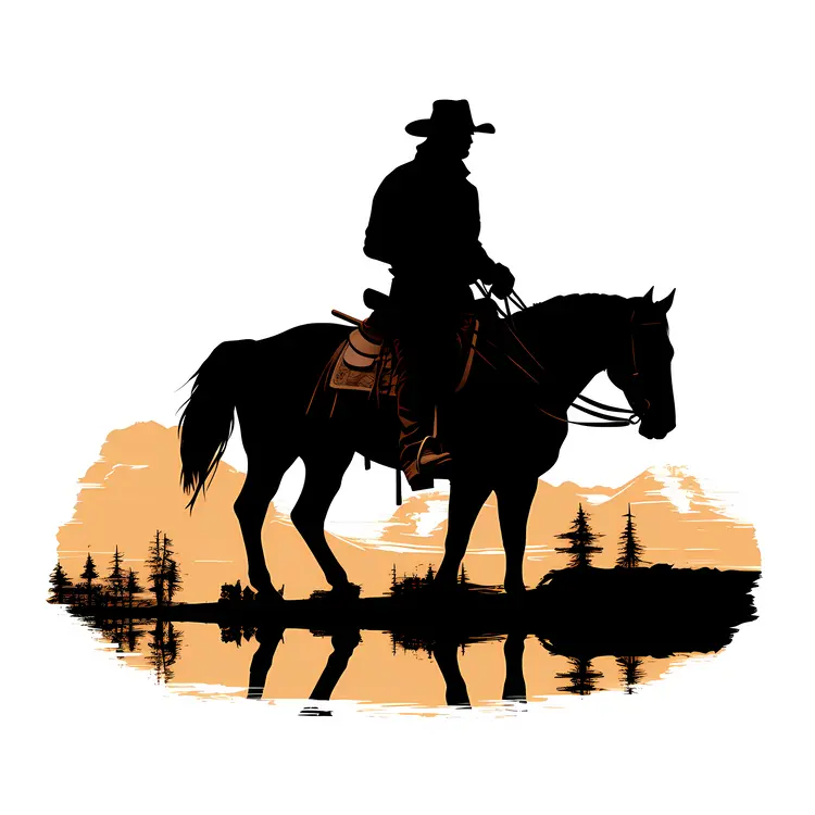 Cowboy Silhouette at Sunset