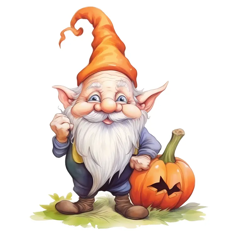 Cute Gnome with Pumpkin for Halloween