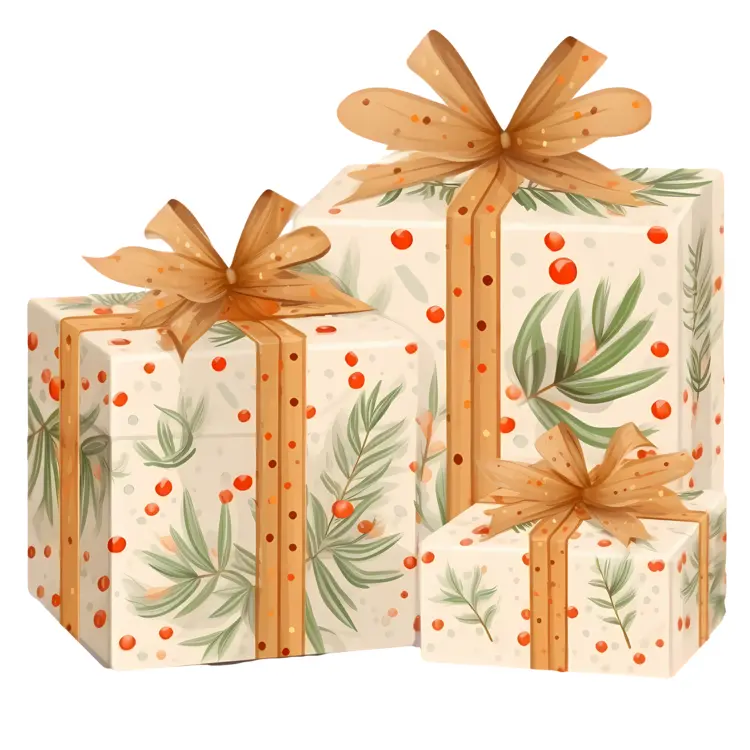 Beautifully Wrapped Gift Boxes with Ribbons