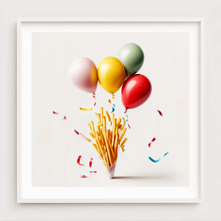 Festive French Fries with Balloons and Confetti