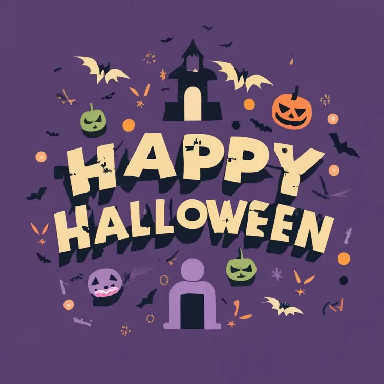 Happy Halloween with Haunted House and Bats