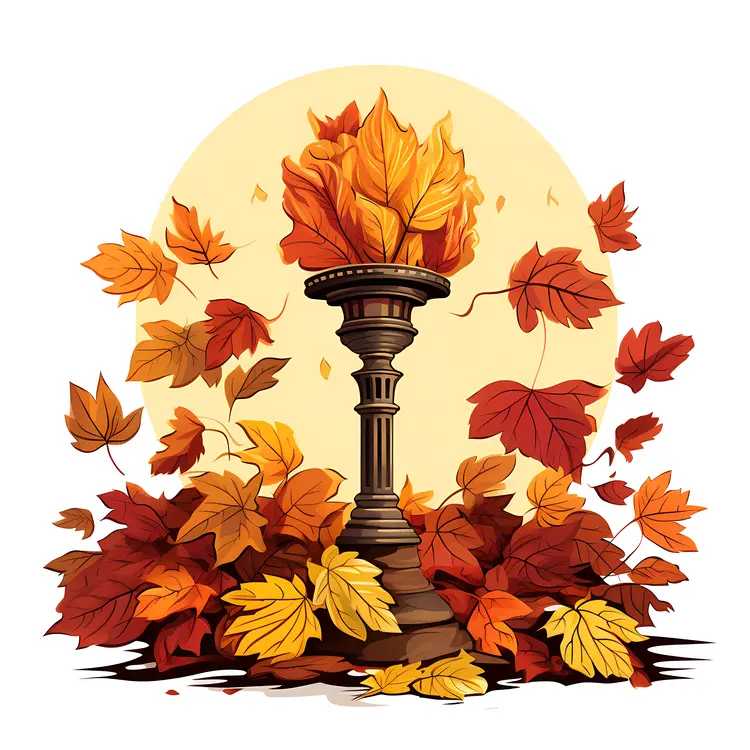 Autumn Candle Holder with Fall Leaves