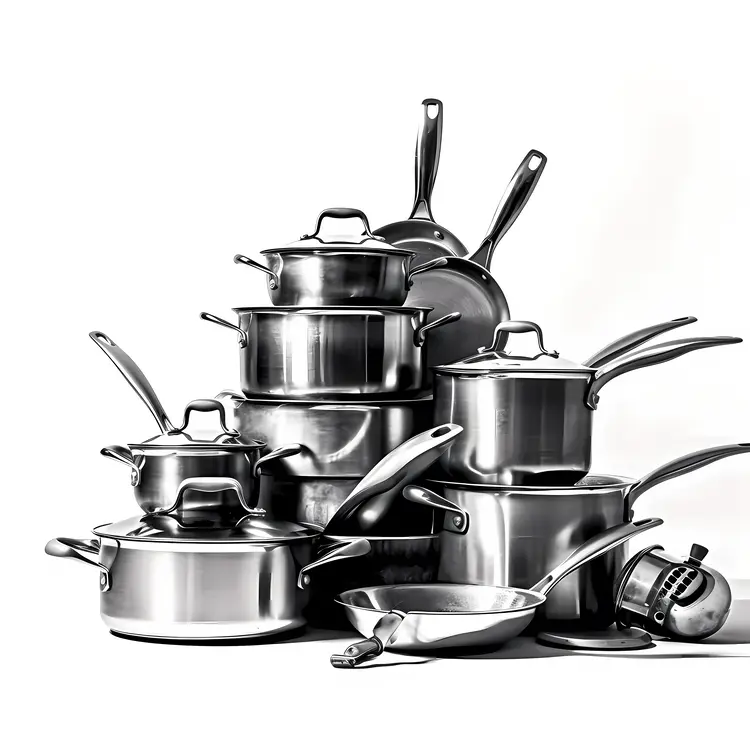 Stack of Stainless Steel Cookware