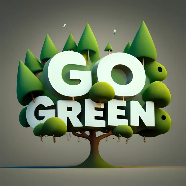 Go Green tree with environmental message