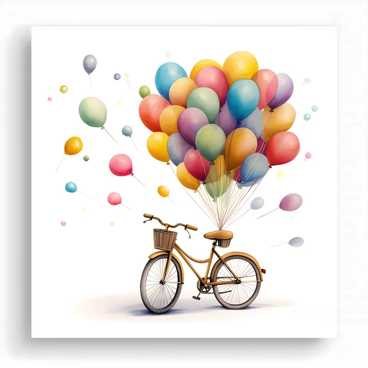 Bicycle with Colorful Balloons