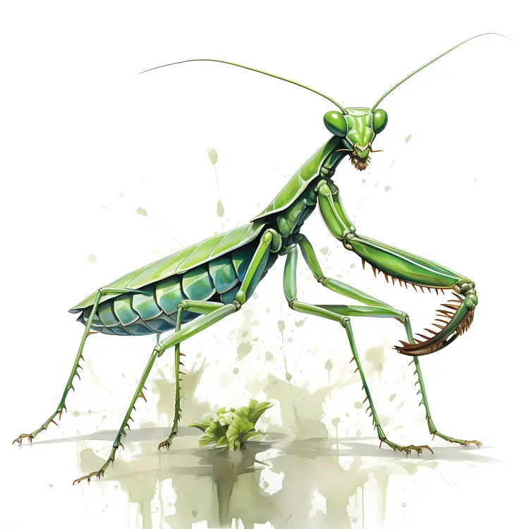 Detailed Praying Mantis in Green