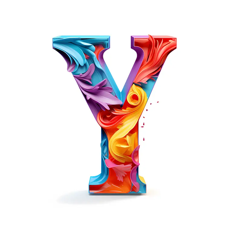 Floral Colorful Y Letter