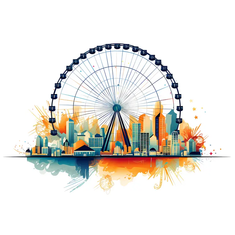 Ferris Wheel with City Skyline