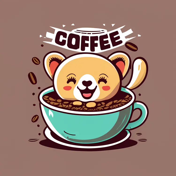 Cute Coffee Cup with Coffee Beans