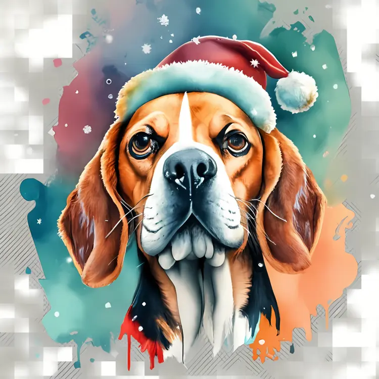 Festive Dog with Santa Hat