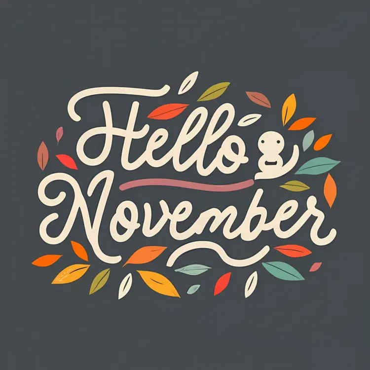 Hello November with Leaves and Squirrel