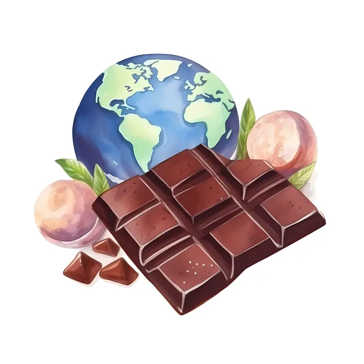 Chocolate Globe with Earth Illustration