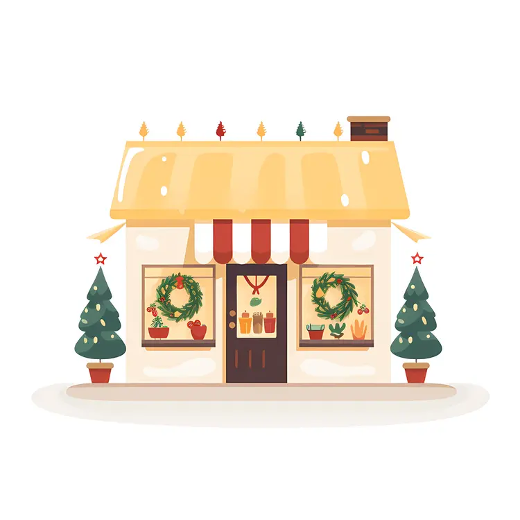 Small House Decorated for Christmas