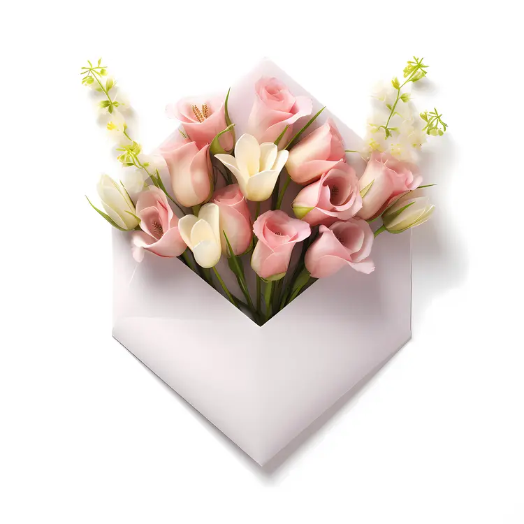 Delicate Pink Flowers in Envelope