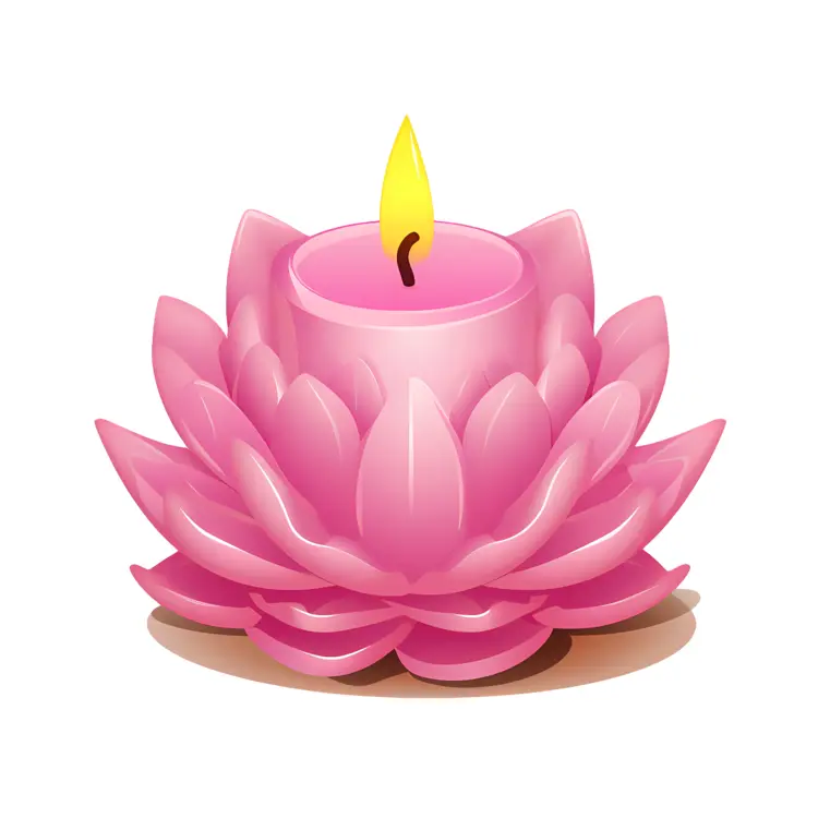 Pink Lotus Candle with Flame