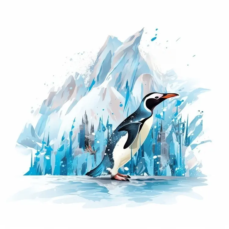 Penguin in Icy Mountains