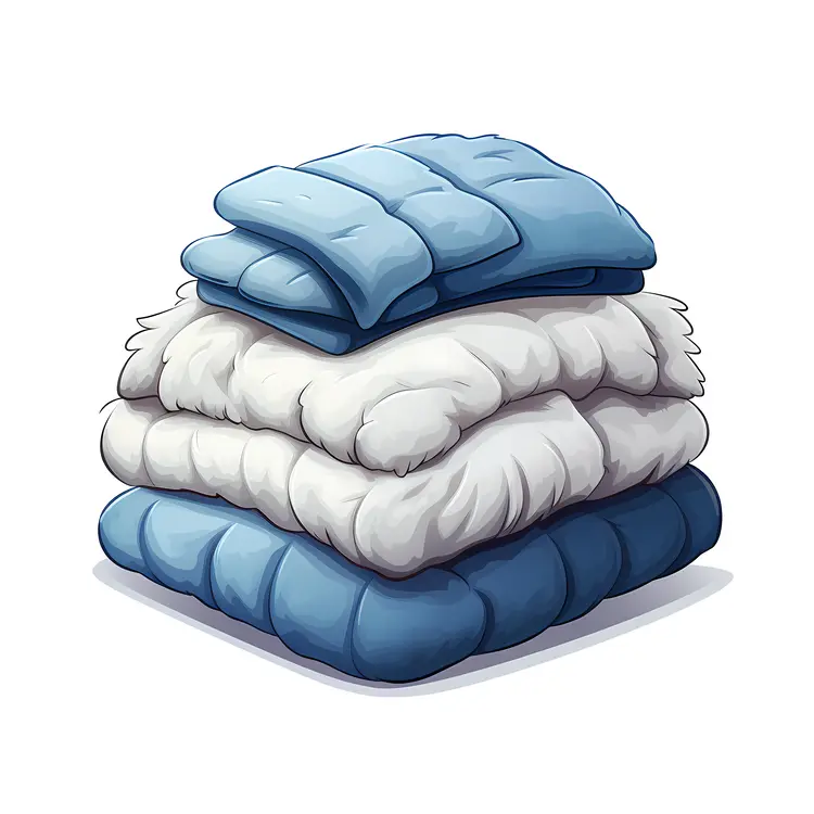 Stack of Cozy Blue and White Blankets