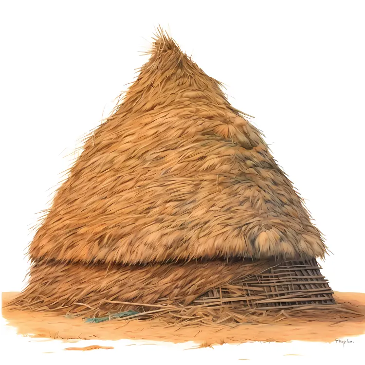 Traditional Straw Hut with Thatched Roof
