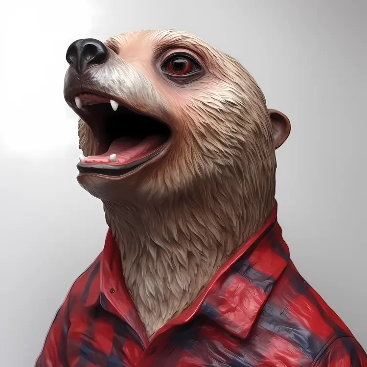 Meerkat Statue in Red Plaid Shirt